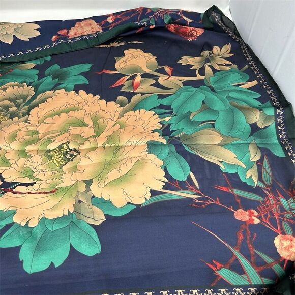 Floral Faux Silk Polyester Scarf Multicolor Floral Spring Shawl Wrap Scarf - Picture 10 of 16